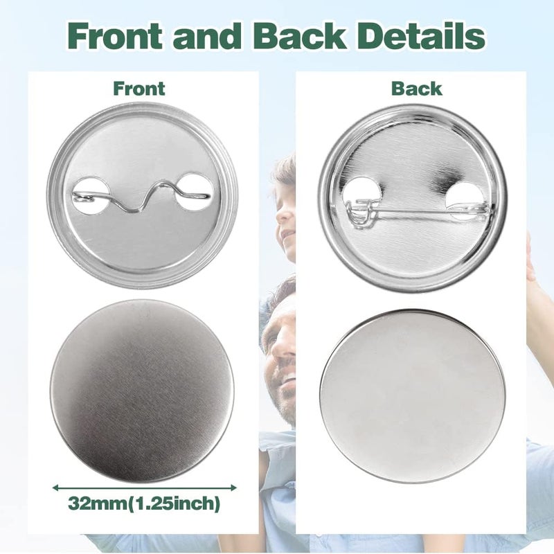 Mostme 300 Sets 1.25 inch Button Maker Supplies, 32mm Button Supplies Parts Badge Part, Buttons Making Supplies, Includes Metal Pin Back Cover, Metal Shells, Blank Paper&Clear Film - Image 3